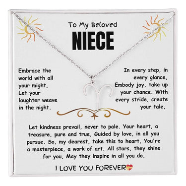 To My Beloved Niece - Zodiac Symbol Necklace - Gift Set - SLDDL0023 - Sunshine Letters Co